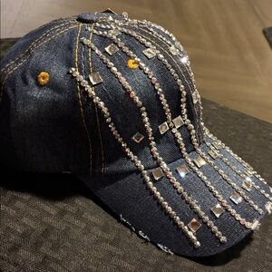 Embellished Denim Cap